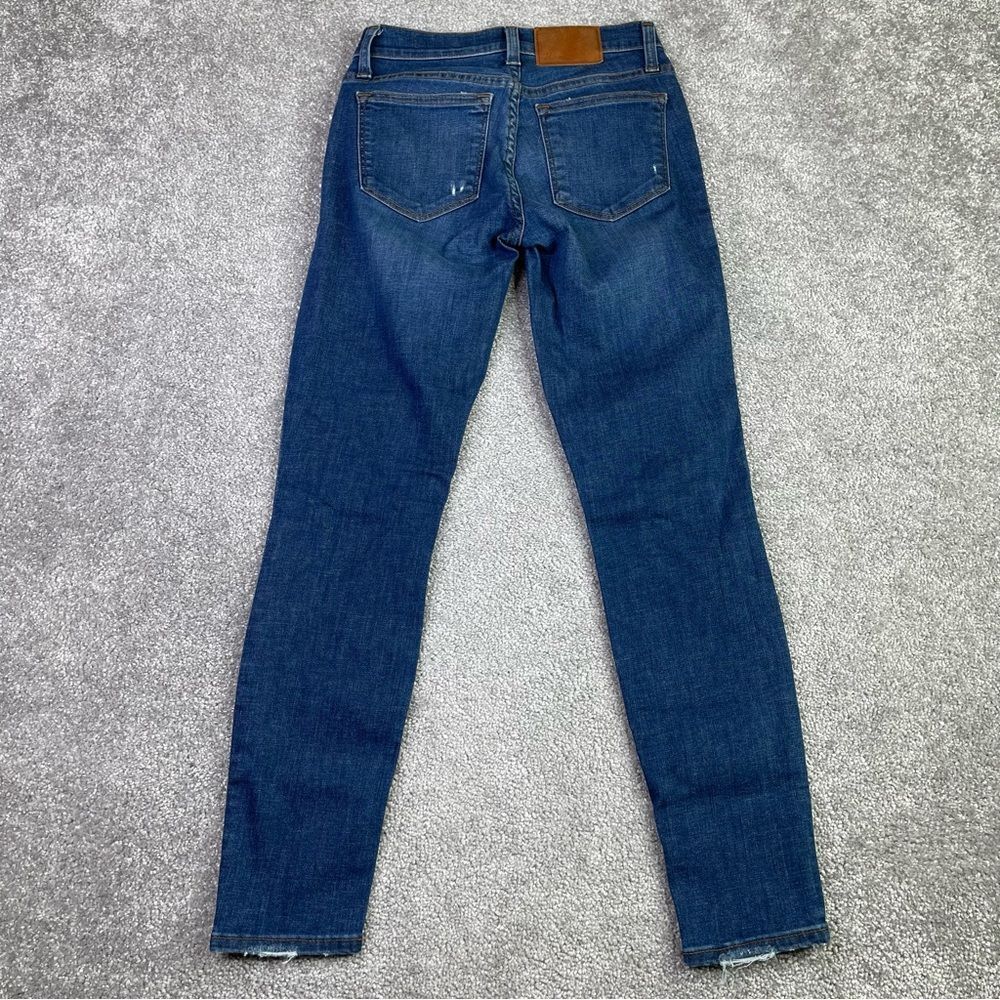 J. Crew Toothpick Jeans Women's 24 Blue  Skinny Low Rise Dark Denim Distressed - Picture 3 of 12